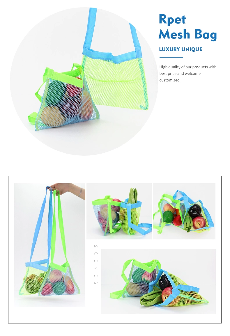 Custom RPET Mesh Long Length Small Size Grocery Packaging Tote Bag